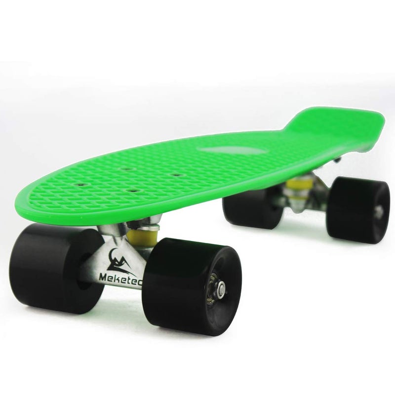 Meketec Skateboards Youth 22 inch Mini Cruiser Girl Beginner Skateboard for Kids Boys Children Toddler Skateboard Teenagers Adults (Green Black) - Image 1